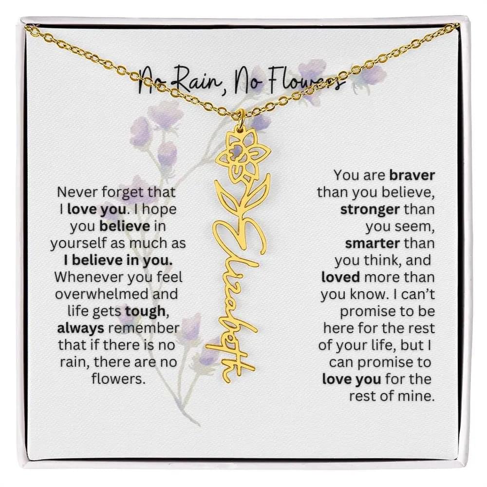Birth Flower Necklace | Heartfelt Gift for Bonus Daughter from Stepmom or Stepdad