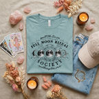 Black Full Moon Ritual Tee | Celestial Graphic T-Shirt
